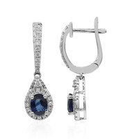 10K Ceylon Blue Sapphire Gold Earrings