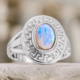 White Opal Silver Ring