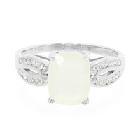 White Moonstone Silver Ring