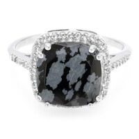 Snowflake Obsidian Silver Ring