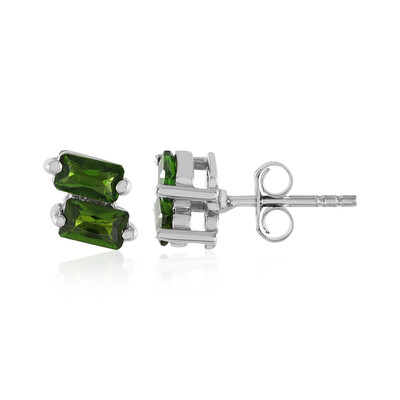 Russian Diopside Silver Earrings