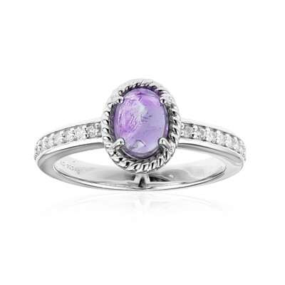 Chevron Amethyst Silver Ring