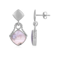 Purple Java Chalcedony Silver Earrings (Bali Barong)