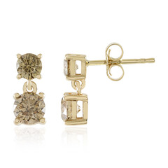 9K I3 Brown Diamond Gold Earrings