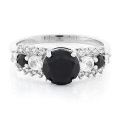 Black Spinel Silver Ring