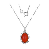 Red Agate Silver Necklace