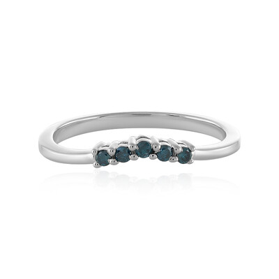 I3 Blue Diamond Silver Ring