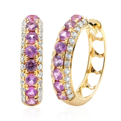 9K Unheated Ceylon Purple Sapphire Gold Earrings