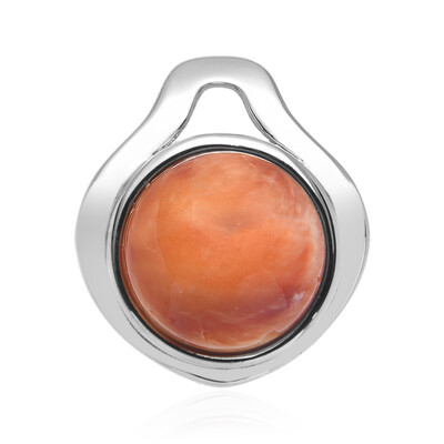 Orange Spiny Oyster Shell Silver Pendant