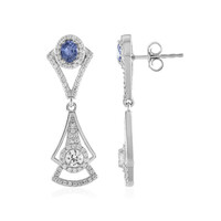 Unheated Ceylon Blue Sapphire Silver Earrings