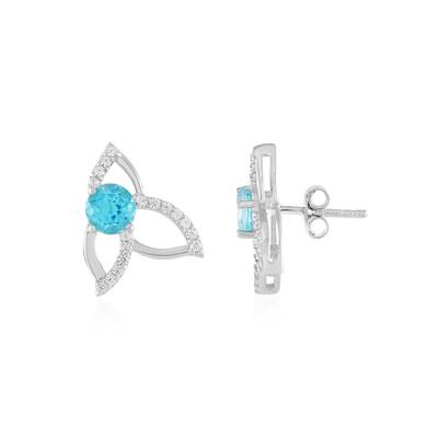 Paraiba Color Topaz Silver Earrings