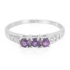 Unheated Ceylon Purple Sapphire Silver Ring