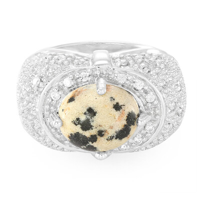 Dalmatian Jasper Silver Ring