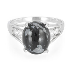 Snowflake Obsidian Silver Ring