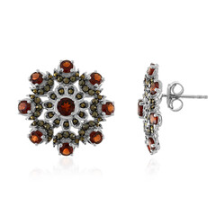 Red Garnet Silver Earrings