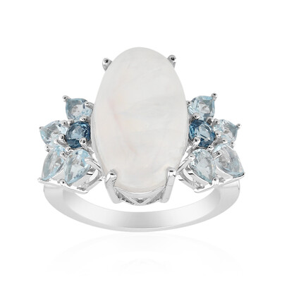 Rainbow Moonstone Silver Ring