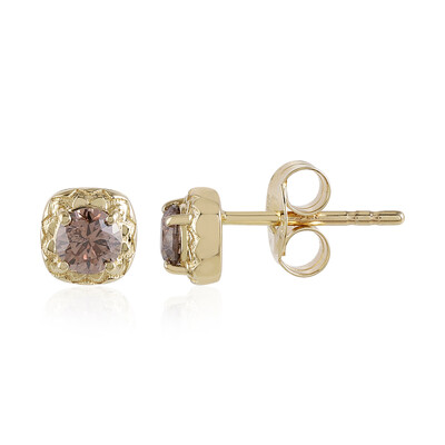 9K I2 Champagne Diamond Gold Earrings (de Melo)