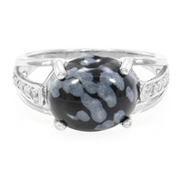 Snowflake Obsidian Silver Ring